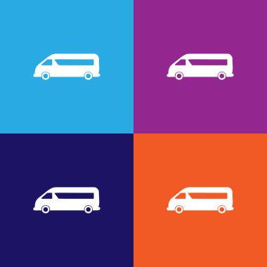 minibus simgesi. Araba tipi ikon elemanı. Kaliteli grafik tasarım simgesi. Web siteleri, web tasarımı, renkli arkaplan üzerindeki mobil uygulama için işaretler ve semboller koleksiyonu simgesi