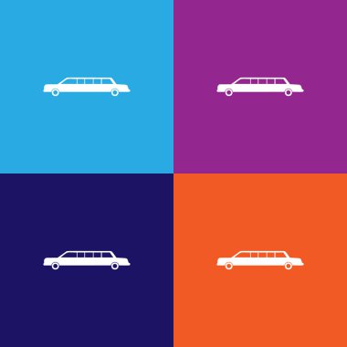 Araba limuzin ikonu. Araba tipi ikon elemanı. Kaliteli grafik tasarım simgesi. Web siteleri, web tasarımı, renkli arkaplan üzerindeki mobil uygulama için işaretler ve semboller koleksiyonu simgesi