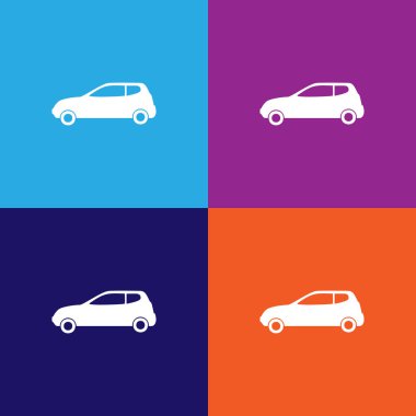 Mini araba ikonu. Araba tipi ikon elemanı. Kaliteli grafik tasarım simgesi. Web siteleri, web tasarımı, renkli arkaplan üzerindeki mobil uygulama için işaretler ve semboller koleksiyonu simgesi