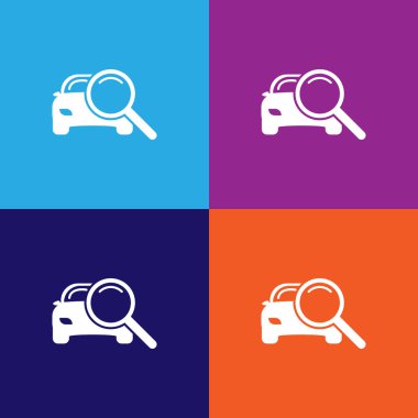 Araba taslak ikonlu büyüteç. Araba tamir ikonu elementleri. İşaretler ve semboller renkli arkaplanda ağ, logo, mobil uygulama, UI, UX için kullanılabilir
