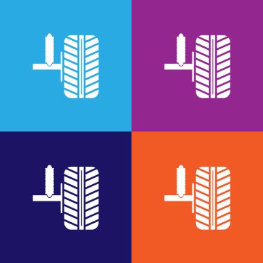 Araba şoku emici ve tekerlek taslak ikonu. Araba tamir ikonu elementleri. İşaretler ve semboller renkli arkaplanda ağ, logo, mobil uygulama, UI, UX için kullanılabilir