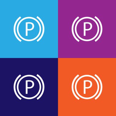 Araç gösterge paneli park çizelgesi simgesi. Araba tamir ikonu elementleri. İşaretler ve semboller renkli arkaplanda ağ, logo, mobil uygulama, UI, UX için kullanılabilir