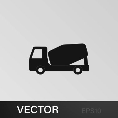 Beton karıştırıcı simgesi. Araba tipi ikon elemanı. Kaliteli grafik tasarım simgesi. Web siteleri, web tasarımı, gri arkaplan üzerindeki mobil uygulama için işaretler ve semboller koleksiyonu simgesi