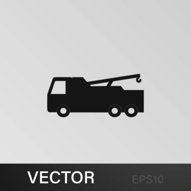 bir vinç ikonlu kargo. Araba tipi ikon elemanı. Kaliteli grafik tasarım simgesi. Web siteleri, web tasarımı, gri arkaplan üzerindeki mobil uygulama için işaretler ve semboller koleksiyonu simgesi