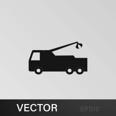 bir vinç ikonlu kargo. Araba tipi ikon elemanı. Kaliteli grafik tasarım simgesi. Web siteleri, web tasarımı, gri arkaplan üzerindeki mobil uygulama için işaretler ve semboller koleksiyonu simgesi