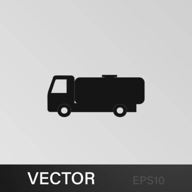 Benzin tankeri ikonu. Araba tipi ikon elemanı. Kaliteli grafik tasarım simgesi. Web siteleri, web tasarımı, gri arkaplan üzerindeki mobil uygulama için işaretler ve semboller koleksiyonu simgesi