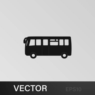 Şehir otobüsü simgesi. Araba tipi ikon elemanı. Kaliteli grafik tasarım simgesi. Web siteleri, web tasarımı, gri arkaplan üzerindeki mobil uygulama için işaretler ve semboller koleksiyonu simgesi