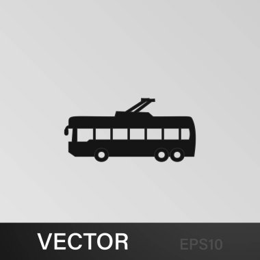 Trolleybus ikonu. Araba tipi ikon elemanı. Kaliteli grafik tasarım simgesi. Web siteleri, web tasarımı, gri arkaplan üzerindeki mobil uygulama için işaretler ve semboller koleksiyonu simgesi