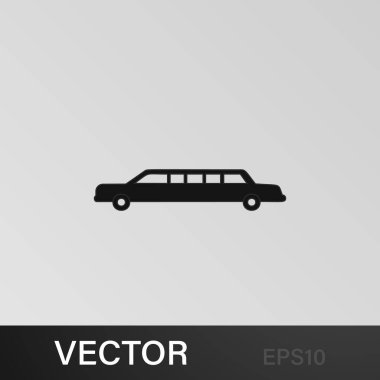 Araba limuzin ikonu. Araba tipi ikon elemanı. Kaliteli grafik tasarım simgesi. Web siteleri, web tasarımı, gri arkaplan üzerindeki mobil uygulama için işaretler ve semboller koleksiyonu simgesi