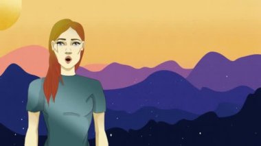 Karakter animasyonu. Kız tam gelişim ve yarı yarıya şarkı söylüyor. Benzersiz bir karakter yarat. Kız karakter animasyonu. Arkaplan oluşturuluyor, bir arkaplan kullanılarak canlandırılıyor 