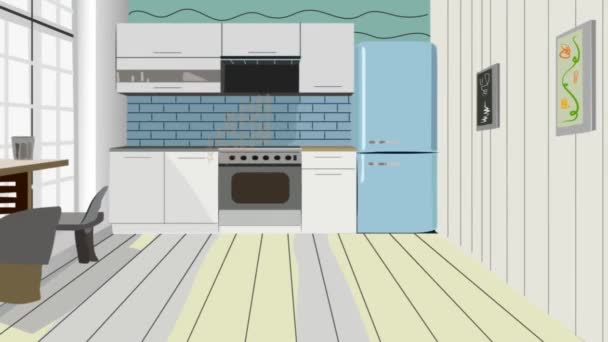 Βίντεο Σκηνή Στην Κουζίνα Κορίτσι Λέει Όχι Στη Γλουτένη Ισορροπημένη — Αρχείο Βίντεο
