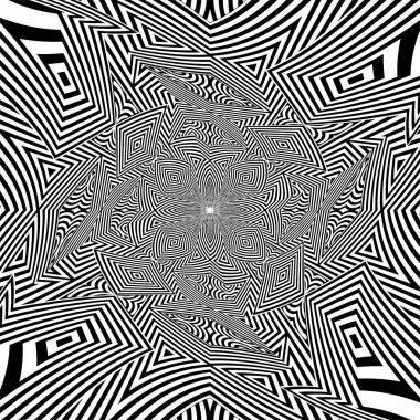 Hipnotik siyah ve beyaz çizgili şekil vektör 