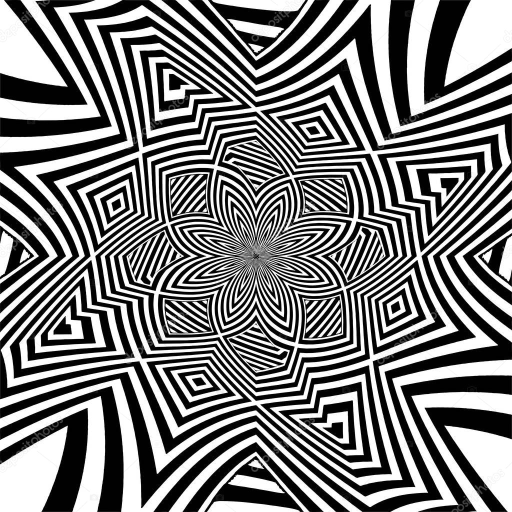 Hypnotic Black And White Flower Stripe Shapes Vector 