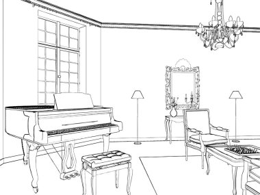  Oturma odası illüstrasyon izole üzerinde beyaz vektör 