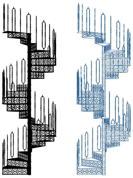 白色背景向量上的螺旋楼梯隔离 — 图库矢量图片