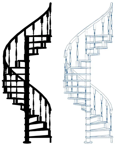 Escadaria Espiral Isolada Vetor Fundo Branco — Vetor de Stock