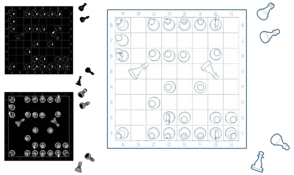 Иллюстрация Шахматного Набора Белом Векторе — стоковый вектор