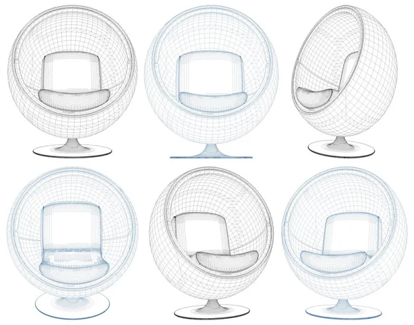 Moderno Bola Forma Poltrona Vetor Isolado Fundo Branco — Vetor de Stock