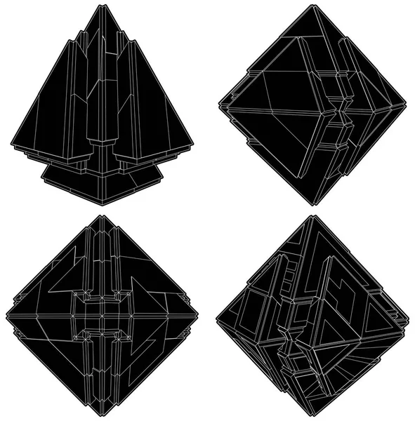 Estructura Construcción Abstracta Formas Formas Ilustración Aislada Sobre Fondo Blanco — Archivo Imágenes Vectoriales