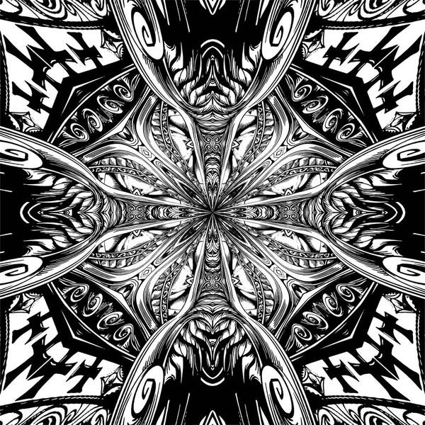 Abstract Cross Kaleidoscope Isolated White Background Vector Seamless Endless Pattern — Stock Vector