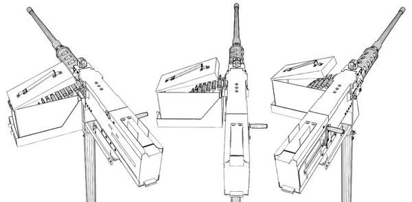 Browning Machine Gun Vector Isolé Sur Fond Blanc — Image vectorielle