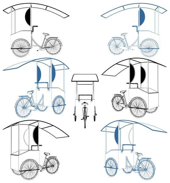 Bicicleta Ice Cream Kiosk Vector Ilustração Isolado Fundo Branco — Vetor de Stock