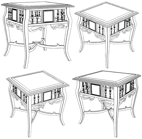 Illustration Table Antique Isolée Sur Vecteur Blanc — Image vectorielle