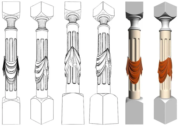 Uralter Säulenvektor Illustration Isoliert Auf Weißem Hintergrund Eine Vektorillustration Einer — Stockvektor