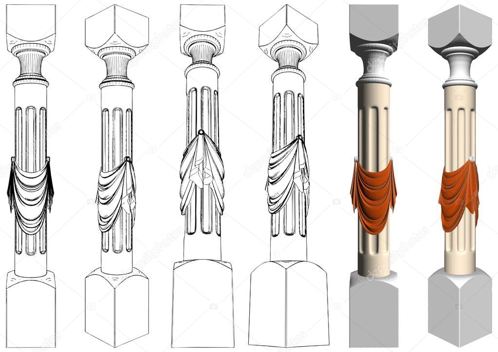 Ancient Column Vector. Illustration Isolated On White Background. A vector illustration Of A Column.
