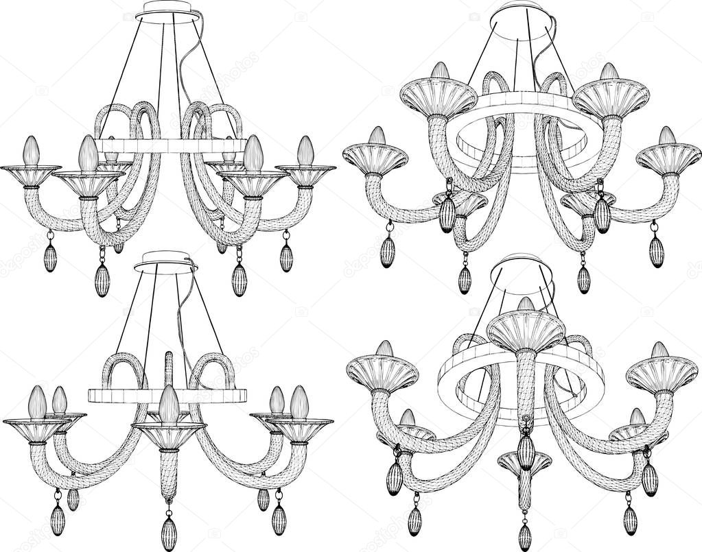 Luster Chandelier Vector. Illustration Isolated On White Background. A vector illustration Of A Chandelier.