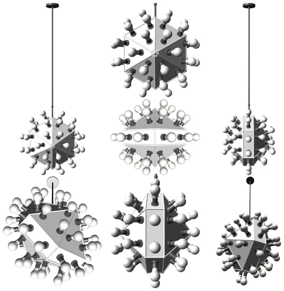 Lustre Lustre Avec Ampoules Vectorielles Illustration Isolée Sur Fond Blanc — Image vectorielle