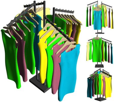 Rack Vector Giysileri. Beyaz arka planda izole edilmiş bir resim. Giysi Rafı Arkaplanının Vektör ResmiComment.