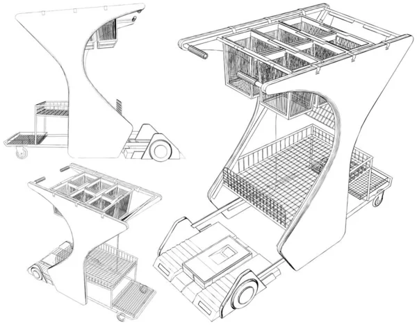 Carrello Carrello Carrello Vettore Illustrazione Isolata Sfondo Bianco Illustrazione Vettoriale — Vettoriale Stock