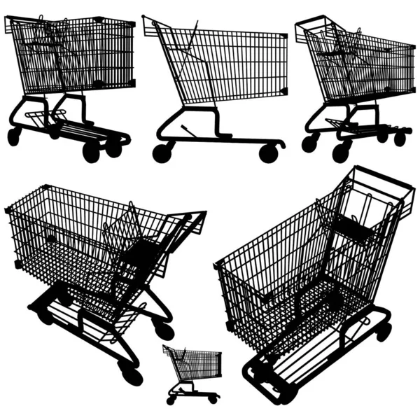 Shopping Cart Trolley Vector Illustration Isolated White Background Vector Illustration — Stock Vector