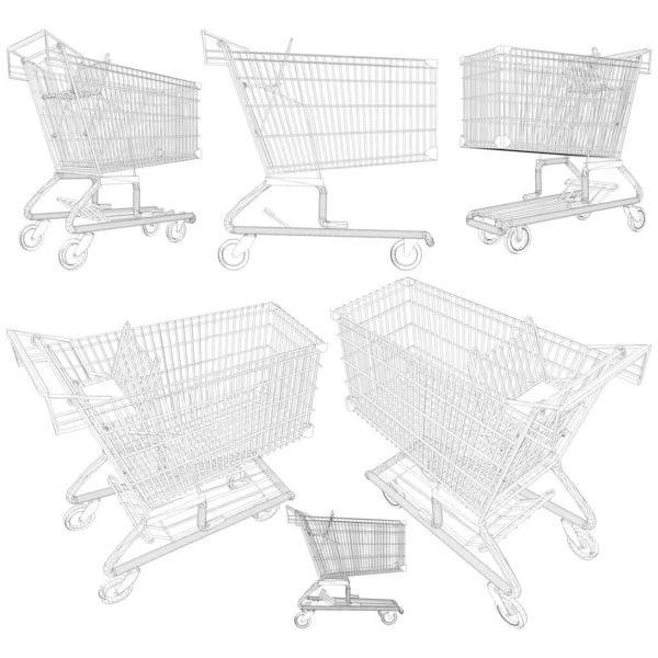 Winkelwagen Trolley Vector Afbeelding Geïsoleerd Witte Achtergrond Een Vectorillustratie Van — Stockvector