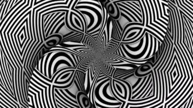 Hipnotik Ritmik Hareket Siyah ve Beyaz Kaleydoskop Canlandırması