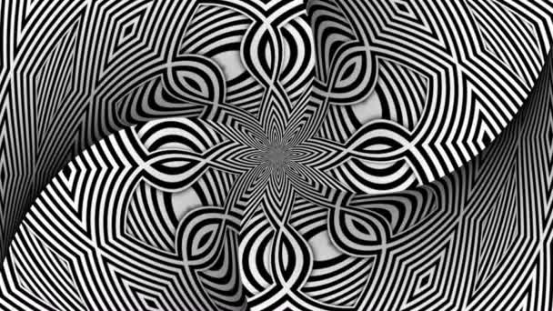 Hypnotický Rytmický Pohyb Černá Bílá Kaleidoskopická Animace — Stock video