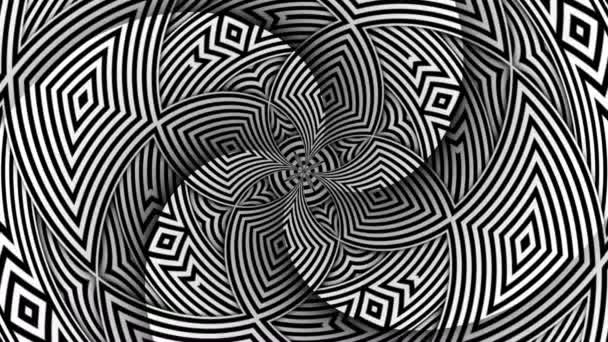 Mouvement rythmique hypnotique noir et blanc Kaléidoscope Animation