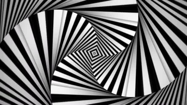 Hypnotic Rhythmic Movement Black White Square Kaleidoscope Animation — Stock Video