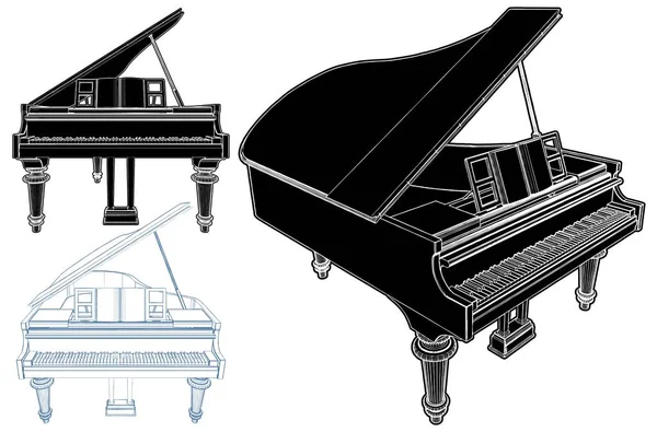 Vettore Pianoforte Illustrazione Isolata Sfondo Bianco Una Illustrazione Vettoriale Sfondo — Vettoriale Stock