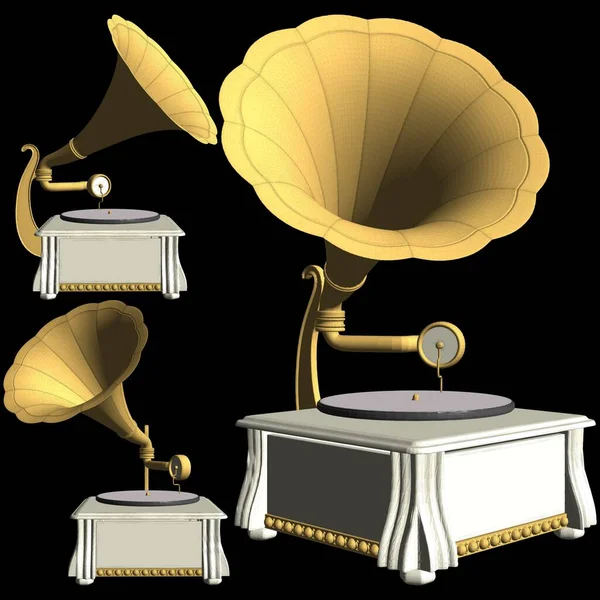 Starý Starožitný Vintage Gramophone Vector Vektorová Ilustrace Klasické Staré Gramofonové — Stockový vektor