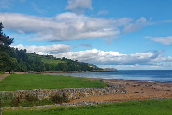 Чорний Острів Шотландія Прекрасний Пляж Сцени Синє Небо Хмари — стокове фото