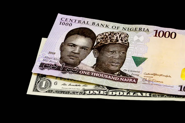 Nigeryjczyk Naira Banknotów Górze Dollar Bill Global Trade Walutowe — Zdjęcie stockowe