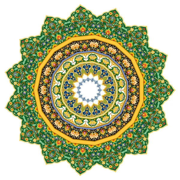 Nyomtatott Színes Virágos Mandala Degres Arab Díszítő Design — Stock Vector