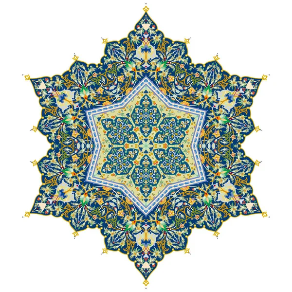 Printcolored Floral Mandala Stupňů Arabský Ornamentální Design — Stockový vektor