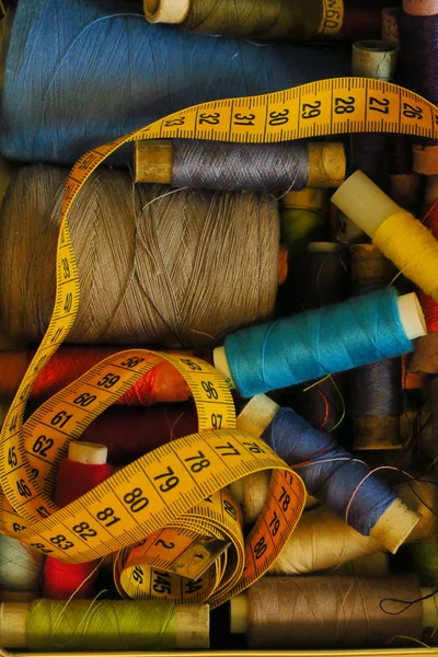 Colored thread in the box, sewing, — Stock Photo, Image