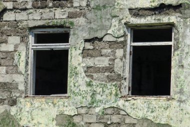 yangın tarafından tahrip, kırık pencere, yanık, terk edilmiş, harap, ev, tehlikeli,