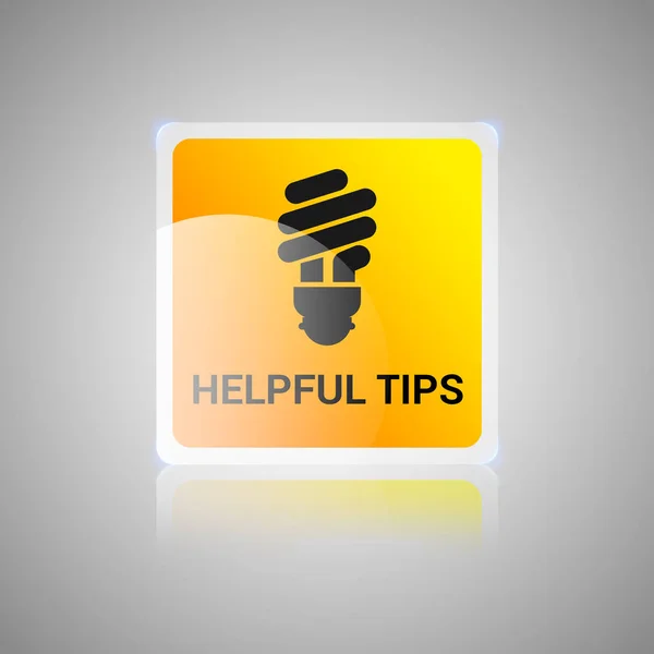 Χρήσιμες Συμβουλές Εικονίδιο Λάμπας Πορτοκαλί Τετράγωνο Γυάλινο Κουμπιού — Φωτογραφία Αρχείου