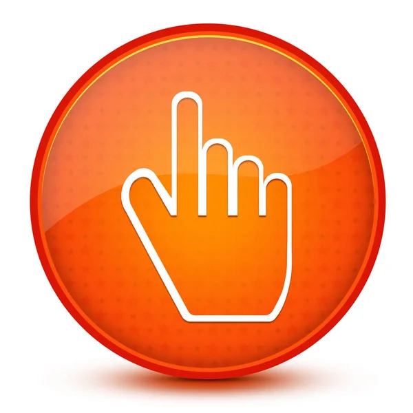 Hand icon isolated on glossy star orange round button abstract illustration