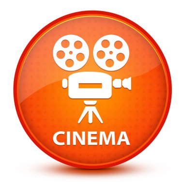 Sinema simgesi parlak yıldız turuncu yuvarlak düğme soyut illüstrasyon izole